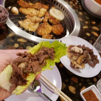 Ssambap Korean BBQ - Chicken frying on the BBQ, freshly cooked steak in a romaine leaf "taco." - Korean Near Me - Stony Brook, New York Ssambap Korean BBQ - Chicken frying on the BBQ, freshly cooked steak in a romaine leaf "taco." - Korean Near Me - Stony Brook, New York