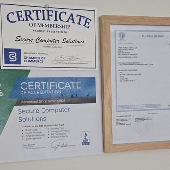 Secure Computer Solutions - Secure Computer Solutions certificates and license. - IT Services & Computer Repair Near Me - Bellingham, Washington Secure Computer Solutions - Secure Computer Solutions certificates and license. - IT Services & Computer Repair Near Me - Bellingham, Washington