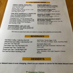 V & V Vietnamese Cuisine - Menu