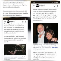 Abc News - ABC NEWS In LA:  Tragic & Sad About Actor, Writer, Producer and Director:  Rob Reiner and His Wife on Sunday.  12/14/2025