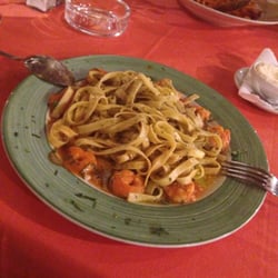 Il Commendatore - Fetuccini al pestto con langostinos !!!!