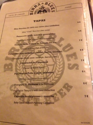 Menu photo 4 Birra & Blues Valencia, V Menu photo 4 Birra & Blues Valencia, V