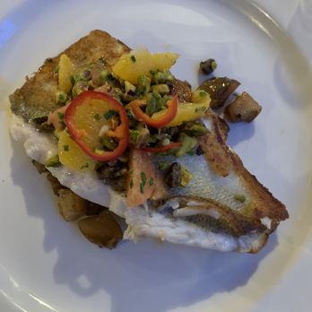 Siebkens Resort - Walleye with citrus, pepper and pistachio. Amazing! - Venues & Event Spaces Near Me - Elkhart Lake, Wisconsin
