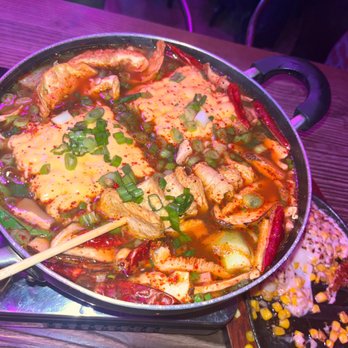 Lab 88 - budae jjigae (left), corn cheese (right) - Lounges Near Me - El Monte, California Lab 88 - budae jjigae (left), corn cheese (right) - Lounges Near Me - El Monte, California