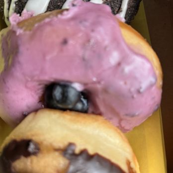 Devi's Donuts and Sweets - Blueberry donut and chocolate donuts (we leaked the donuts  couldn't wait!) - Donuts Near Me - Long Beach, California