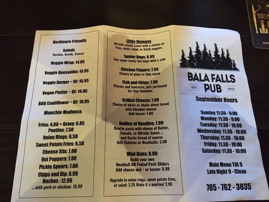 Menu photo 3 Bala Falls Pub Bala, ON