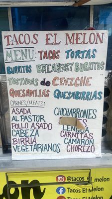 Menu photo 1 Tacos El Melon Oakland , CA