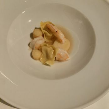 Atlas Bistro - Butter Poached Shrimp, Beurre Noir Potato Tortellini (AMAZING), Parsnip, Boiler Onion, Lobster Consommé - New American Near Me - Scottsdale, Arizona