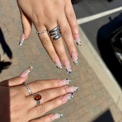 Omni Nails - French with colorful rhinestone nails by Jasmine