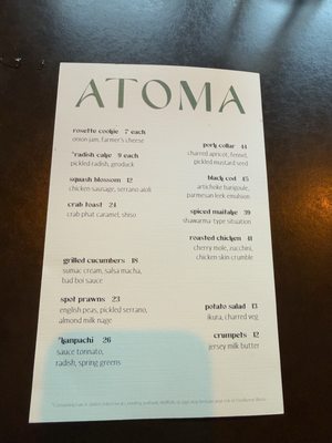 Menu photo 4 Atoma Seattle, WA