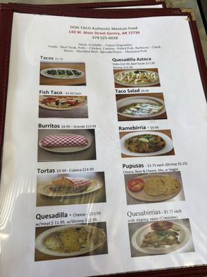 Menu photo 4 Don Taco Mexican Food Gentry, AR Menu photo 4 Don Taco Mexican Food Gentry, AR