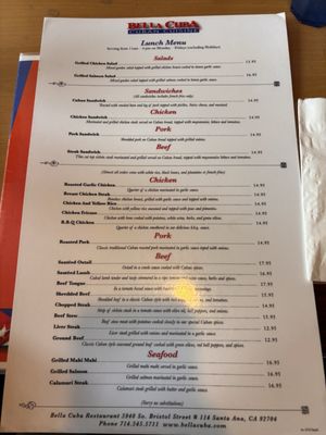 Menu photo 1 Bella Cuba Santa Ana, CA