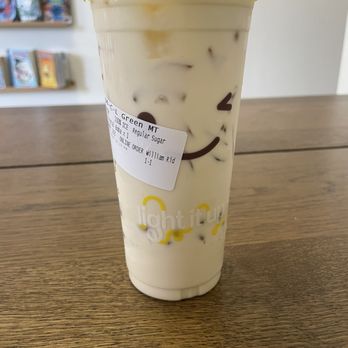 Happy Lemon - Green Milk Tea with 100% ice and crystal boba. - Bubble Tea Near Me - Belmont, California