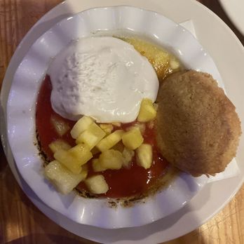 Savorez - Passion fruit flan with pineapple & hibiscus cream - Latin American Near Me - Wilmington, North Carolina