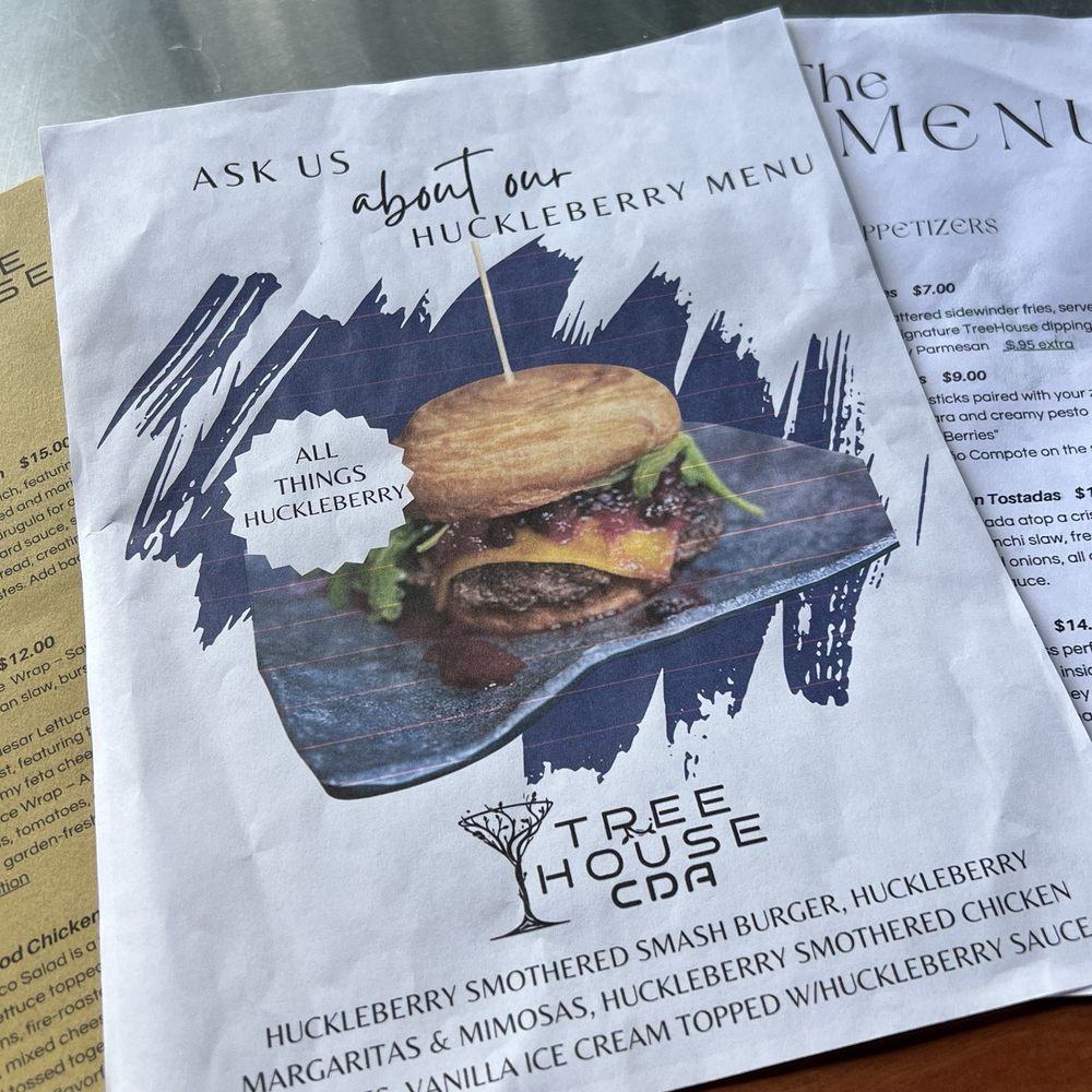 Treehouse CDA - Huckleberry menu! - American Near Me - Coeur d'Alene, Idaho
