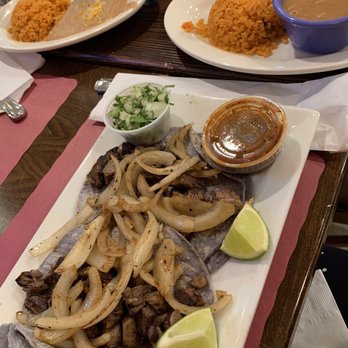 Viva Margarita - Lengua street tacos. With a side of rice and refried beans. They were delicious! - Mexican Near Me - Cliffside Park, New Jersey