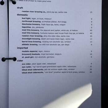 Solbar - Menu (November 2022) - New American Near Me - Calistoga, California Solbar - Menu (November 2022) - New American Near Me - Calistoga, California