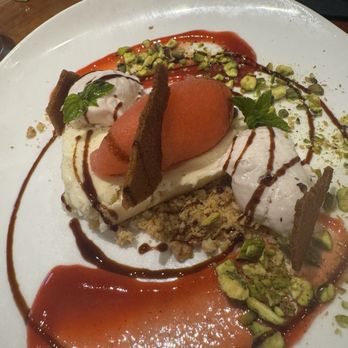 Agapi Bistro + Garden - Smashed Strawberry Cheesecake - Mediterranean Near Me - Pensacola, Florida Agapi Bistro + Garden - Smashed Strawberry Cheesecake - Mediterranean Near Me - Pensacola, Florida