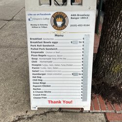 Empire's Coffee - Menu