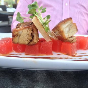 Solbar - pork belly on top of watermelon - New American Near Me - Calistoga, California