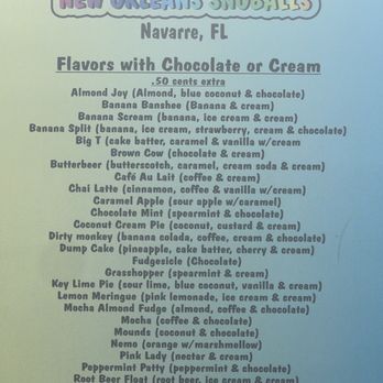 Tommy's Snoballs - Menu - Ice Cream & Frozen Yogurt Near Me - Navarre, Florida Tommy's Snoballs - Menu - Ice Cream & Frozen Yogurt Near Me - Navarre, Florida