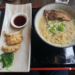 Shio ramen with pork and pork gyoza combo Shio ramen with pork and pork gyoza combo