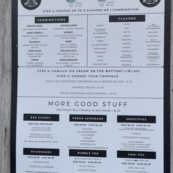 808 Shave Ice - Menu as of 8/2022.