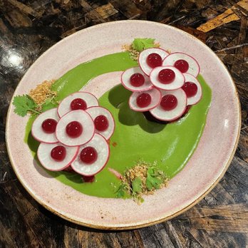 XO Restaurant - Beet Lotus, Emulsified Chimichurri, Shiso Gel, Quinoa - Asian Fusion Near Me - Honolulu, Hawaii XO Restaurant - Beet Lotus, Emulsified Chimichurri, Shiso Gel, Quinoa - Asian Fusion Near Me - Honolulu, Hawaii