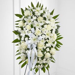 Flower Now - Sympathy Tribute - All White Standing Spray