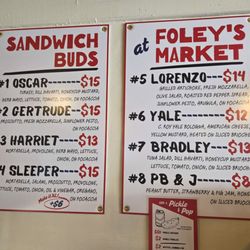 Foley's Market - Sandwich Buds menu.
