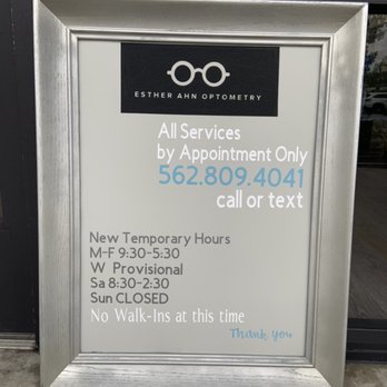 Esther Ahn Optometry - New Business hours - Optometrists Near Me - Cerritos, California Esther Ahn Optometry - New Business hours - Optometrists Near Me - Cerritos, California