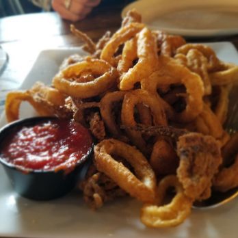 The District - Calamari with marinara (they offer 3 sauce options) Consensus was it's a bit 'rubbery'. They still ate it! - American Near Me - Providence, Rhode Island