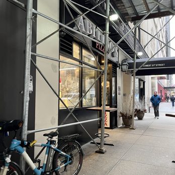 Abitino's Pizza Rock Center - scaffolding on the outside of the restaurant - Pizza Near Me - New York, New York