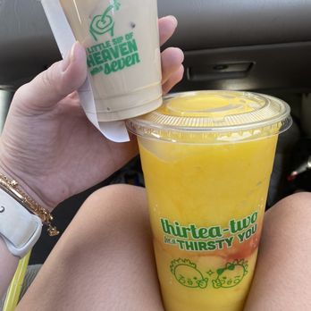 Tastea - Mango All The Way & Peach Oolong Milk Tea Sample - Juice Bars & Smoothies Near Me - Garden Grove, California