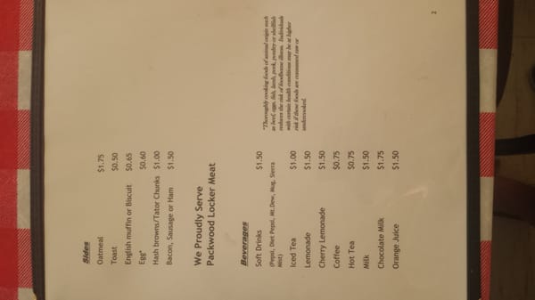 Menu photo 4 Agency Cafe Agency, IA