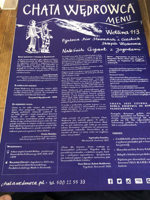 Menu photo 2 Chata Wędrowca Wetlina, PK