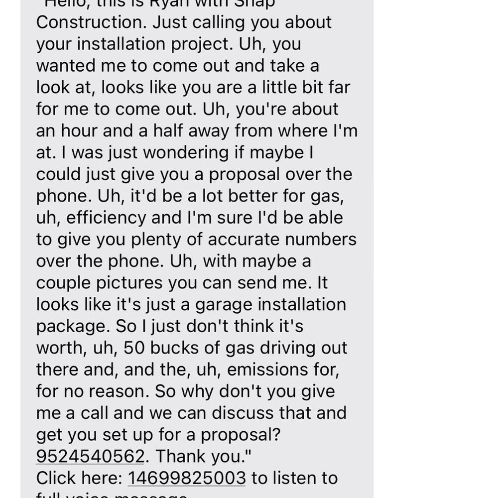 Affordable Insulation - Voicemail of call I received 20min before appointment with Ryan - Insulation Installation Near Me - Minneapolis, Minnesota Affordable Insulation - Voicemail of call I received 20min before appointment with Ryan - Insulation Installation Near Me - Minneapolis, Minnesota