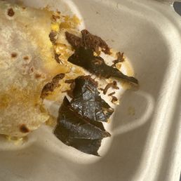It had over 7 big pieces of bay leaves in my burrito. It had over 7 big pieces of bay leaves in my burrito.