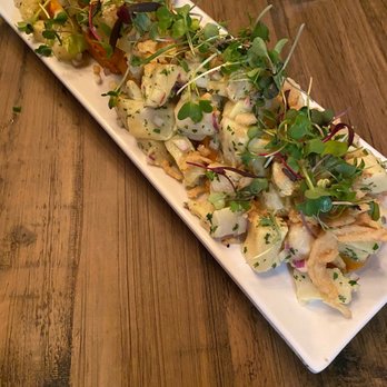 Somethin's Cooking - Halibut and Peruvian scallop ceviche with micro greens - Caterers Near Me