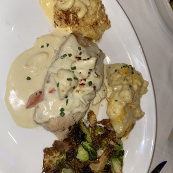 Killens Steakhouse - My spread: Macaroni & Cheese, Salmon, Potatoes Au Gratin, Brussels Sprouts (not pictured Creamed Spinach and Creamed Corn) - Steakhouses Near Me - Pearland, Texas Killens Steakhouse - My spread: Macaroni & Cheese, Salmon, Potatoes Au Gratin, Brussels Sprouts (not pictured Creamed Spinach and Creamed Corn) - Steakhouses Near Me - Pearland, Texas