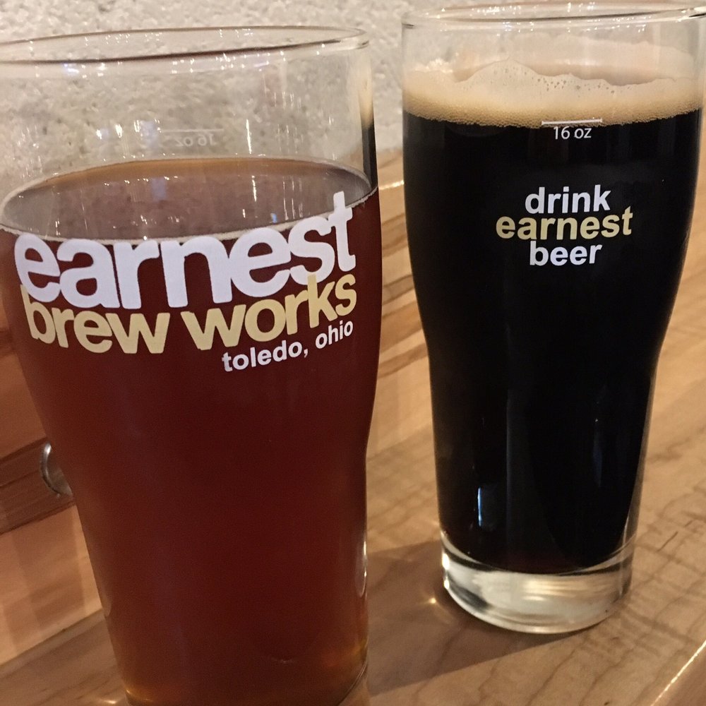 Earnest Brew Works - Hipster on left, Before the Sun coffee stout on right. Two good options. - Breweries Near Me - Toledo, Ohio