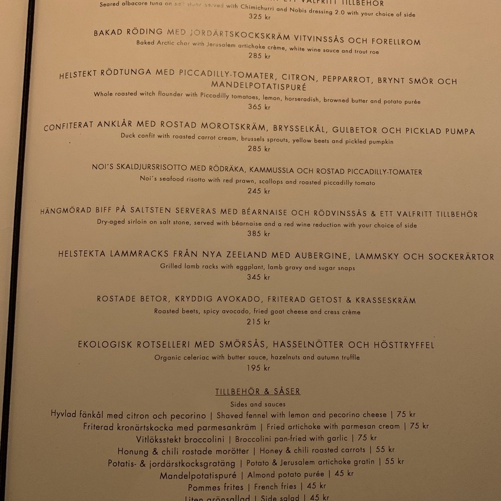 Noi - Menyn för varmrätter - Cocktail Bars Near Me - Stockholm, Alberta