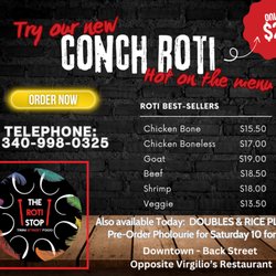 The Roti Stop - Trini Street Food - Menu