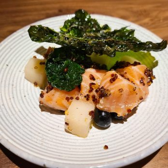 Uchi Miami - Salmon with pear blueberries and kale - Asian Fusion Near Me - Miami, Florida