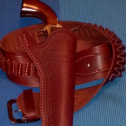 Oklahoma Leather Products - My new Slim Jim holster and deluxe cartridge belt with an Uberti 1871/1872 Open Top. Perfect combo!