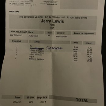 7 Portes - Unethical behavior by our server - Mediterranean Near Me - Barcelona, B 7 Portes - Unethical behavior by our server - Mediterranean Near Me - Barcelona, B