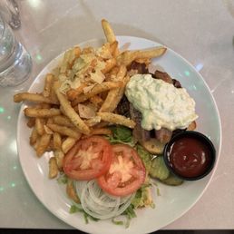 Black & Blue Burger w/ Truffle Fries Black & Blue Burger w/ Truffle Fries