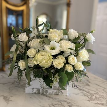 White Peacock Flowers & Design - Pure Serenity - White lisianthus, roses, spray roses, carnations, and veronicas with eucalyptus and greenery. Elegant and timeless. - Florists Near Me - Somerville, New Jersey White Peacock Flowers & Design - Pure Serenity - White lisianthus, roses, spray roses, carnations, and veronicas with eucalyptus and greenery. Elegant and timeless. - Florists Near Me - Somerville, New Jersey