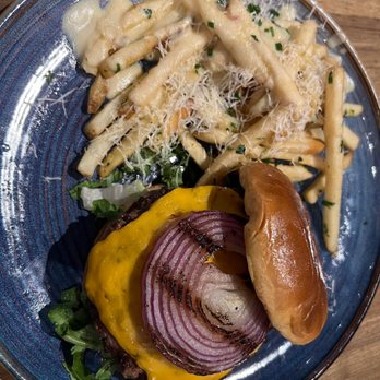 Eureka! - Burger with American cheese and truffle fries - American Near Me - Berkeley, California