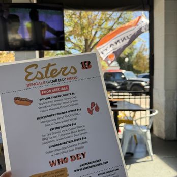 Esters Oneida Park - Sunday Bengals menu - Pizza Near Me - Denver, Colorado